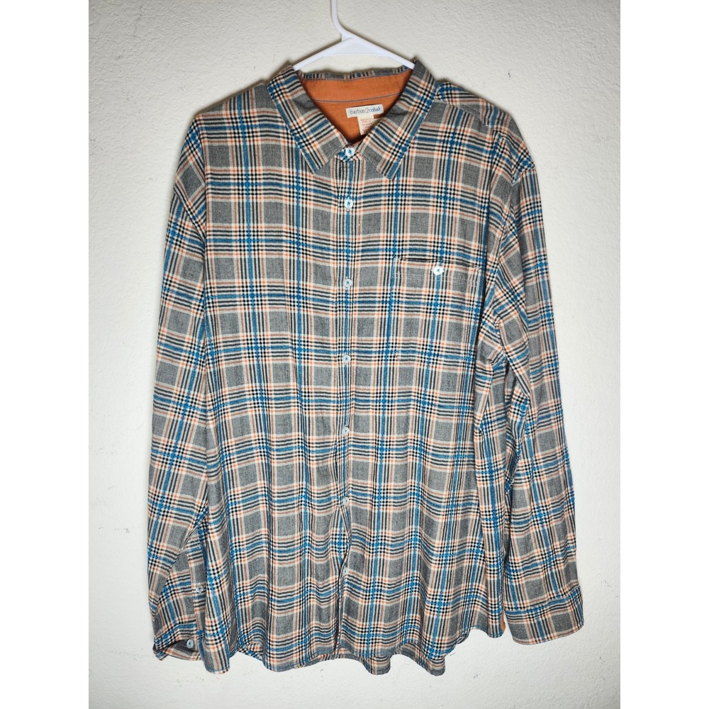 Carbon2Cobalt Button Down Shirt Mens XL Grey Plaid Long Sleeve 133557